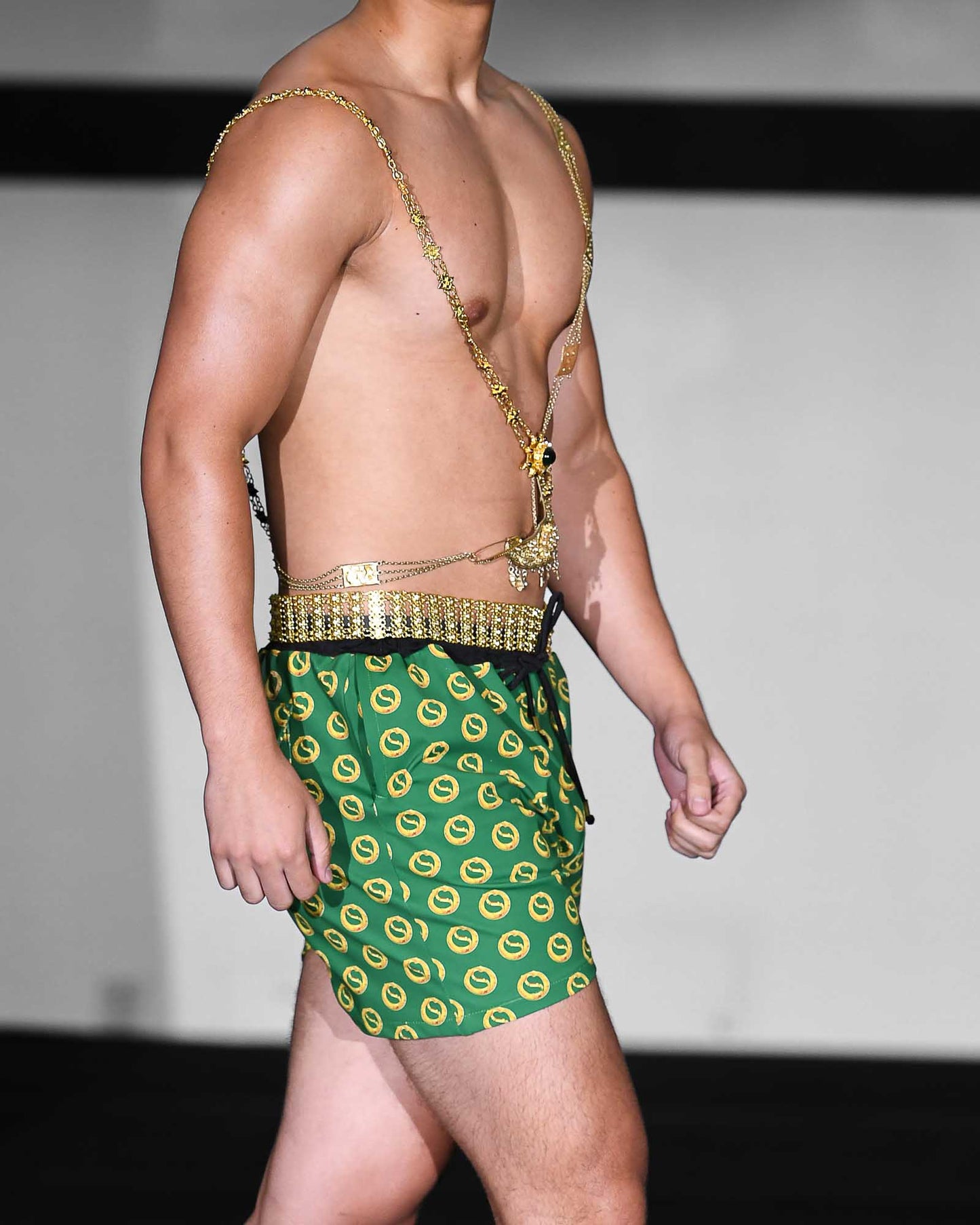 Angkor Green Jaw String Swim Shorts