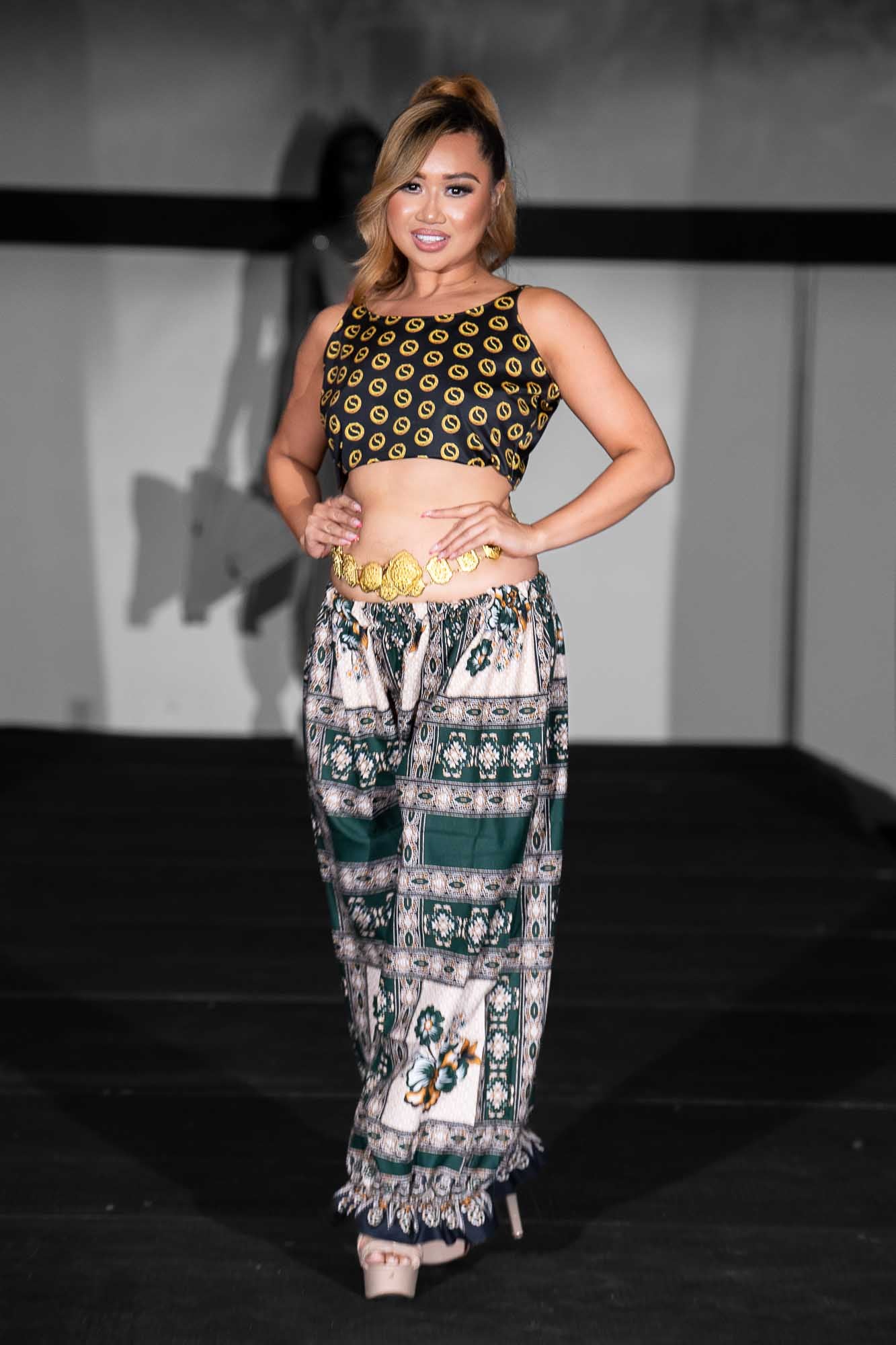 OunSiray Original Black and Yellow Crop Top