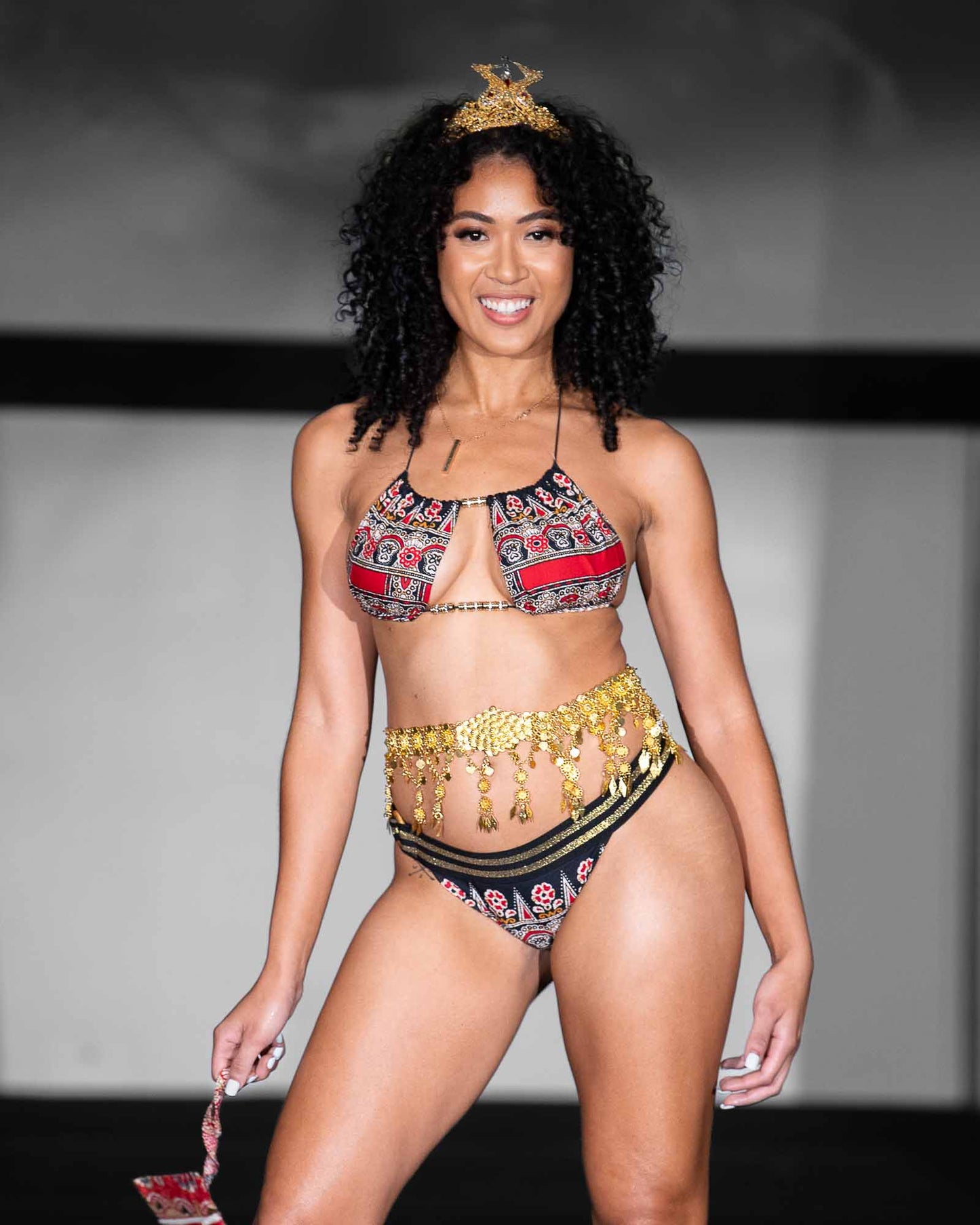 black and red two piece bikini front