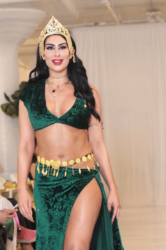 Angkor Green Two-Piece Low Cut Dress