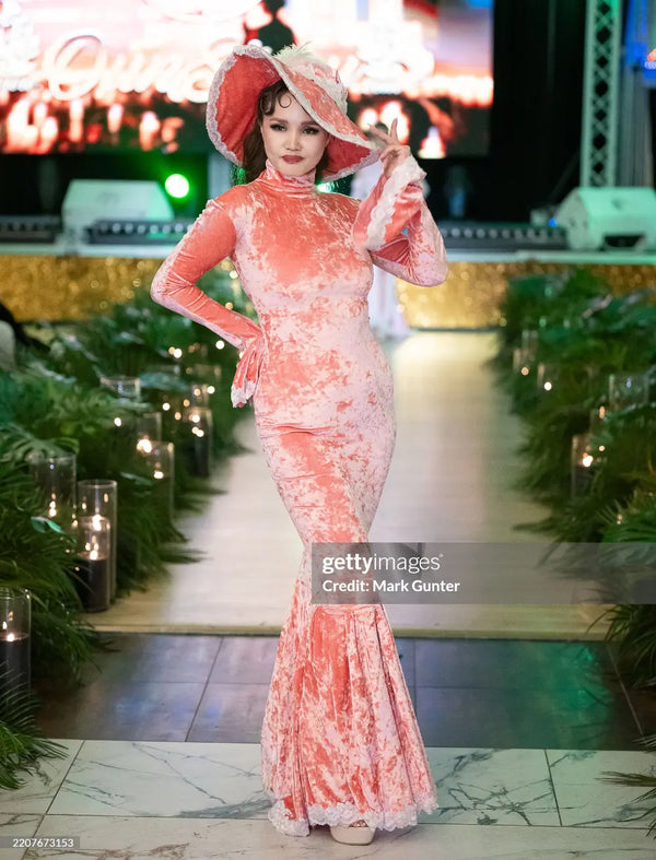 Coral Charm Velvet Dress