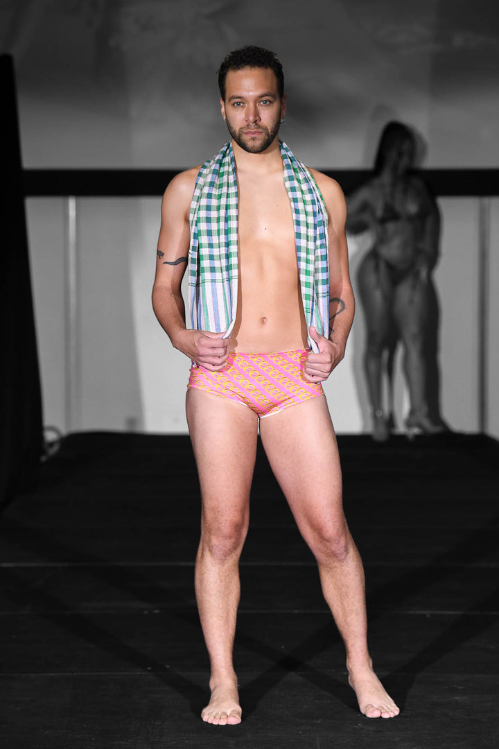 mens pink swim trunks