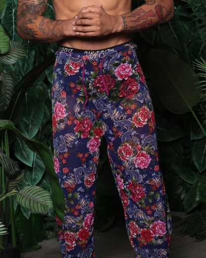 Mens Floral Printed Relaxed Pants