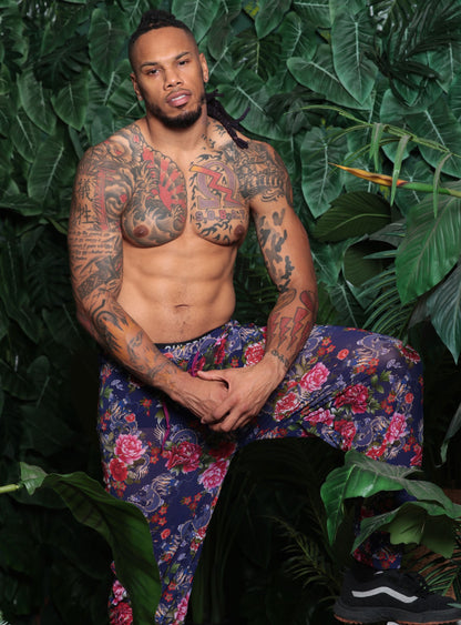 Mens Floral Printed Relaxed Pants